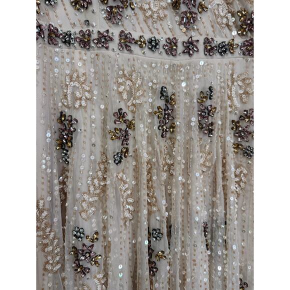 NEW NWT Mac Duggal Cap Sleeve Embellished Dress in Blush STYLE 93575 Size 20 - Picture 4 of 15